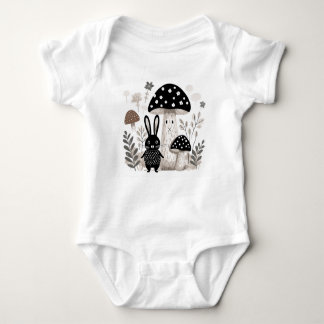 Scandinavische Folk Bunny Mushroom Baby Bodysuit