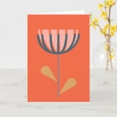 Scandinavische Folk Floral Art Simple Oranje Flowe Kaart (Gele Bloem)