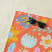 Scandinavische Folk Floral Pattern (Oranje naam) Strandlaken (In situ)