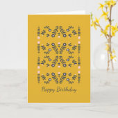 Scandinavische Folk Flower in Yellow Birthday Kaart (Gele Bloem)