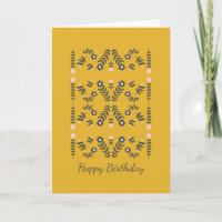 Scandinavische Folk Flower in Yellow Birthday