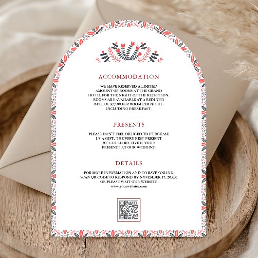 Scandinavische folk kunst open haard bruiloft kaart