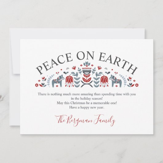 Scandinavische Folk PEACE op AARTH Fotokerstmis Feestdagenkaart (Voorkant)
