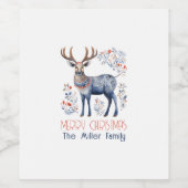 Scandinavische folk rendier gepersonaliseerde teks wijn etiket (Enkel label)