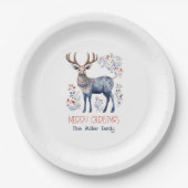 Scandinavische folk rendier kerstartikelen papieren bordje (Voorkant)
