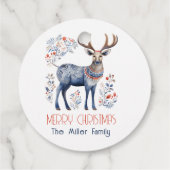 Scandinavische folk rendier kerstfeest benodigdhed bedankjes labels (Achterkant)