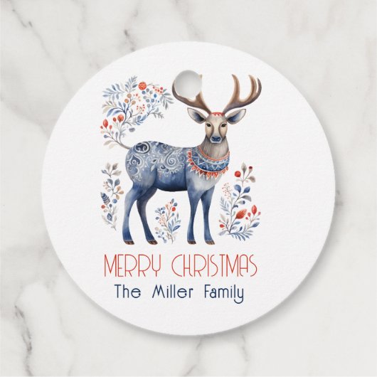 Scandinavische folk rendier kerstfeest benodigdhed bedankjes labels (Achterkant)