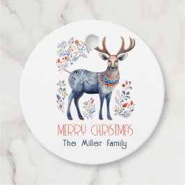 Scandinavische folk rendier kerstfeest benodigdhed bedankjes labels