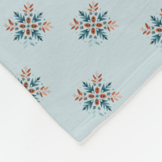 Scandinavische folk sneeuwvlok motief patroon fleece deken