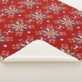 Scandinavische folk sneeuwvlok rode achtergrond sherpa deken (3/4)