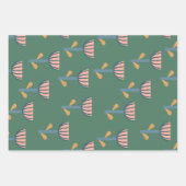 Scandinavische Folk Style Floral Pattern in Green Inpakpapier Vel (Voorkant)