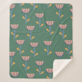 Scandinavische Folk Style Floral Pattern in Green Sherpa Deken (Voorkant)