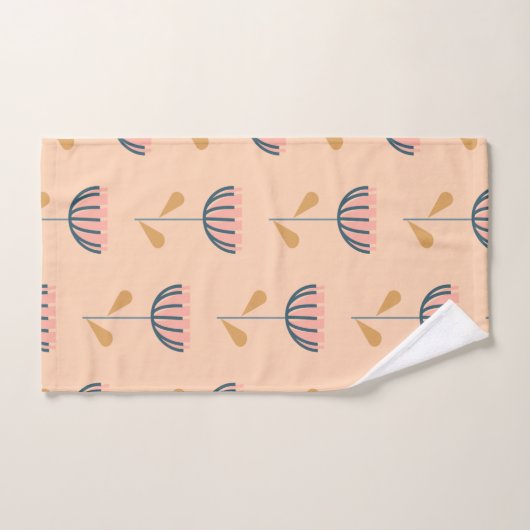 Scandinavische Folk Style Floral Pattern in Peach Bad Handdoek (Handdoek)