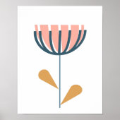 Scandinavische folk Style Simple Flower Blush Navy Poster (Voorkant)