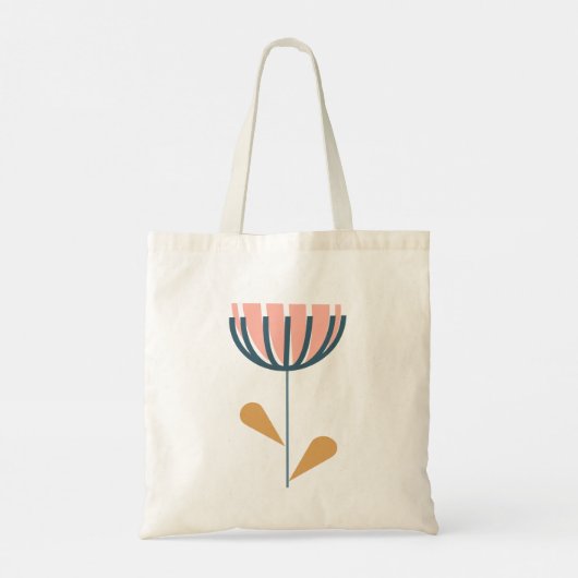 Scandinavische folk Style Simple Flower Blush Navy Tote Bag (Achterkant)