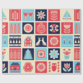 Scandinavische folkkunst naadloos  patroon met cadeaupapier (Vlak)