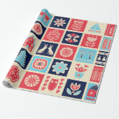 Scandinavische folkkunst naadloos  patroon met cadeaupapier (Uitgerold)