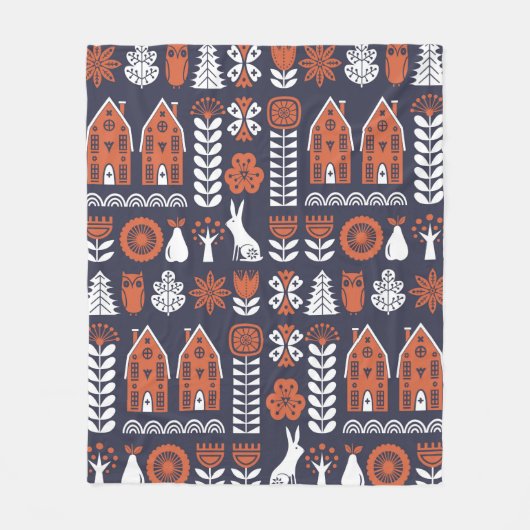 Scandinavische folkkunst naadloos patroon met fleece deken (Voorkant)