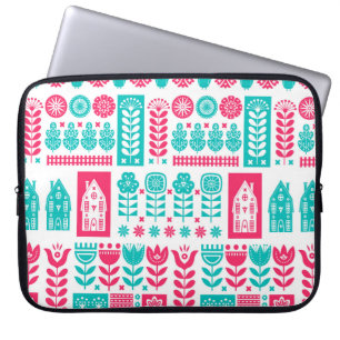 Scandinavische folkkunst naadloos patroon met laptop sleeve