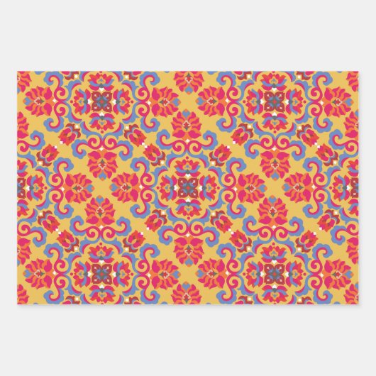 Scandinavische folklapkunst Pattern Wrapping Paper (Voorkant)