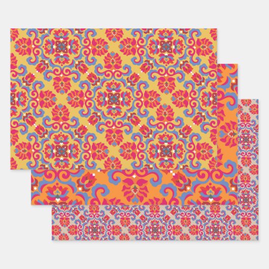 Scandinavische folklapkunst Pattern Wrapping Paper (Set)