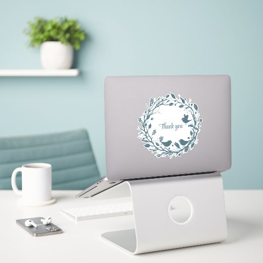 Scandinavische folklore krans sticker (Laptop op bureau)