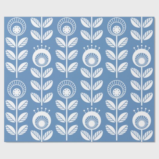 Scandinavische folklusbloemen - naadloze bloem cadeaupapier (Vlak)