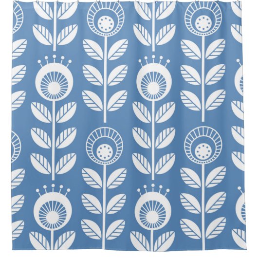 Scandinavische folklusbloemen - naadloze bloem douchegordijn (Voorkant)