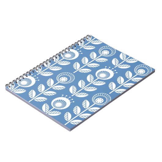 Scandinavische folklusbloemen - naadloze bloem notitieboek (Linkerzijde)