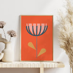 Scandinavische folkstijl Eenvoudige ventilator in  Poster<br><div class="desc">en minimalistisch,  deze moderne folkflorale kunst in de Deense stijl heeft een eenvoudige vectorbloem in oranje.</div>