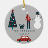 Scandinavische foto van Cute Family Kerstboom Keramisch Ornament (Voorkant)