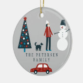 Scandinavische foto van Cute Family Kerstboom Keramisch Ornament (Links)