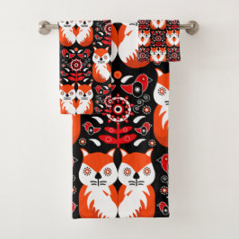 Scandinavische Fox Folk Art Bad Handdoek