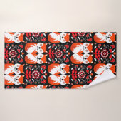 Scandinavische Fox Folk Art Badhanddoek (Badhanddoek)