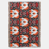 Scandinavische Fox Folk Art Deken (Voorkant Verticaal)