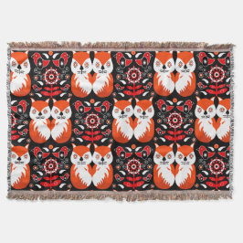 Scandinavische Fox Folk Art Deken