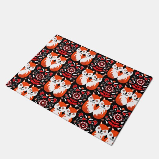 Scandinavische Fox Folk Art Deurmat (Schuin)