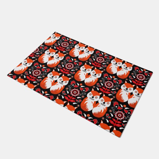 Scandinavische Fox Folk Art Deurmat (Schuin)