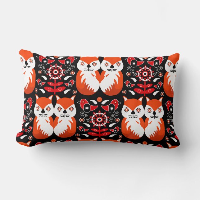Scandinavische Fox Folk Art Kussen (Voorkant)