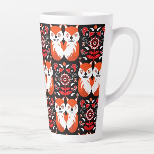 Scandinavische Fox Folk Art Latte Mok (Rechts)