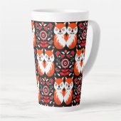 Scandinavische Fox Folk Art Latte Mok (Rechterhoek)