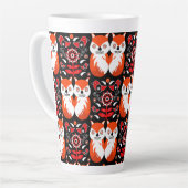 Scandinavische Fox Folk Art Latte Mok (Linkerhoek)