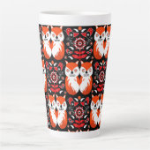 Scandinavische Fox Folk Art Latte Mok (Voorkant)