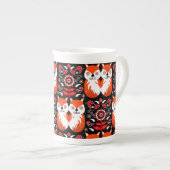 Scandinavische Fox Folk Art Porselein Kop (Voorkant rechts)