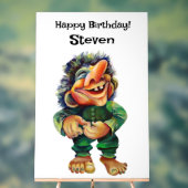 Scandinavische Funny Troll Illustratie Waterverf Acryl Bord (Neutraal)