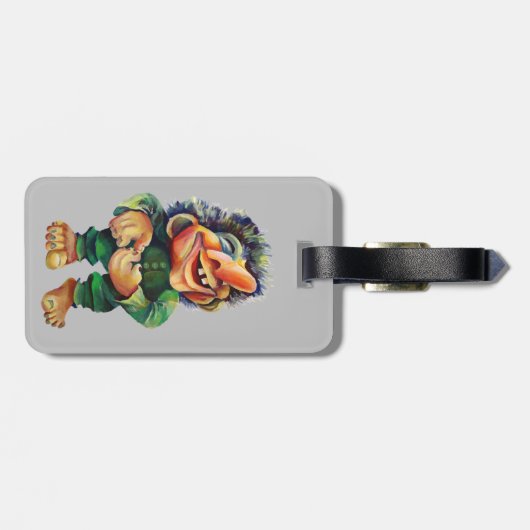 Scandinavische Funny Troll Illustratie Waterverf Bagagelabel (Achterkant horizontaal)