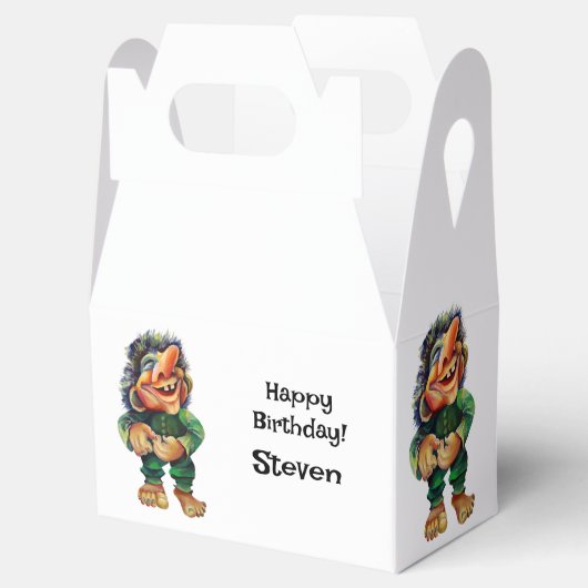 Scandinavische Funny Troll Illustratie Waterverf Bedankdoosjes (Geopend)