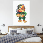 Scandinavische Funny Troll Illustratie Waterverf Canvas Afdruk (Insitu (Slaapkamer))