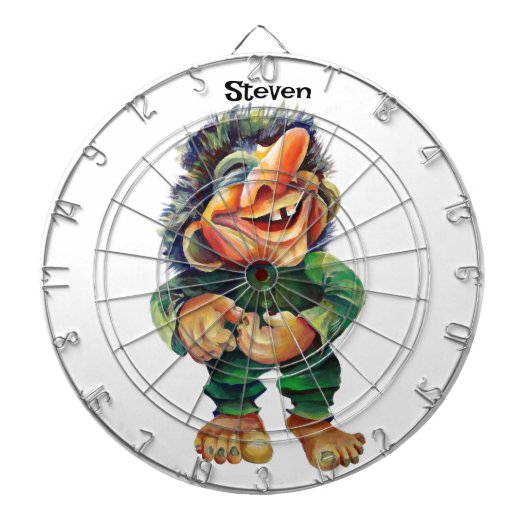 Scandinavische Funny Troll Illustratie Waterverf Dartbord (Voorkant)