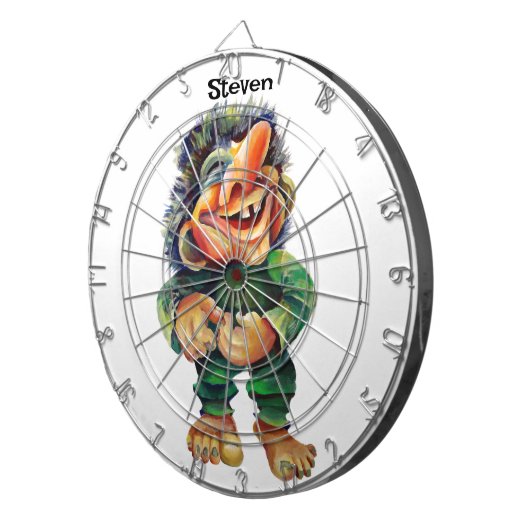 Scandinavische Funny Troll Illustratie Waterverf Dartbord (Voorkant Rechts)